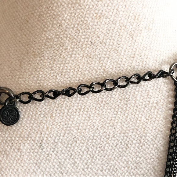 Navy Blue Jewel Beaded Double Layered Necklace with Gun Metal Chain - Picture 8 of 12